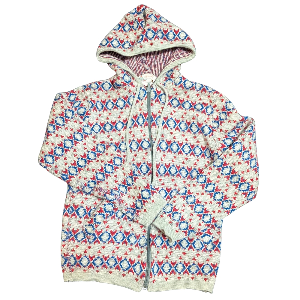 Kids Patterned Hooded Jacket - Red, Blue, White